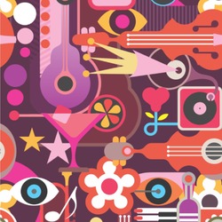 Abstract Music Wallpaper & Surface Covering (Peel & Stick 24"x 24" Sample)