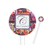 Abstract Music 5.5" Round Plastic Stir Sticks - White - Double Sided (Personalized)