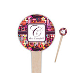 Abstract Music 4" Round Wooden Food Picks - Single Sided (Personalized)