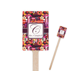 Abstract Music 6.25" Rectangle Wooden Stir Sticks - Single Sided (Personalized)