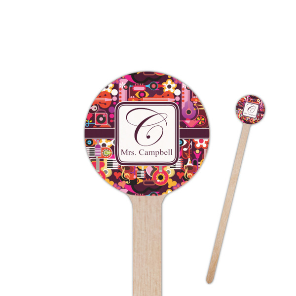 Custom Abstract Music 7.5" Round Wooden Stir Sticks - Single Sided (Personalized)