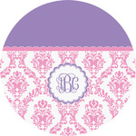 Pink, White & Purple Damask Multipurpose Round Labels - 1" (Personalized)