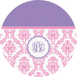 Pink, White & Purple Damask Multipurpose Round Labels - 1" (Personalized)