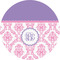 Pink, White & Purple Damask 1" Multipurpose Round Labels - Single Sticker