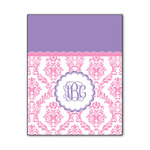 Pink, White & Purple Damask Wood Print - 11x14 (Personalized)