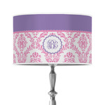 Pink, White & Purple Damask 12" Drum Lamp Shade - Poly-film (Personalized)