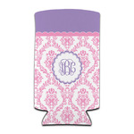 Pink, White & Purple Damask Can Cooler (tall 12 oz) (Personalized)