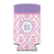 Pink, White & Purple Damask 12oz Tall Can Sleeve - FRONT