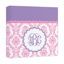 Pink, White & Purple Damask Canvas Print - 12x12 (Personalized)