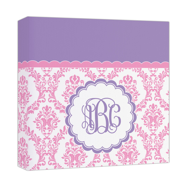 Custom Pink, White & Purple Damask Canvas Print - 12x12 (Personalized)