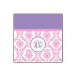 Pink, White & Purple Damask Wood Print - 12x12 (Personalized)