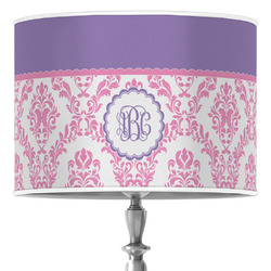 Pink, White & Purple Damask Drum Lamp Shade (Personalized)