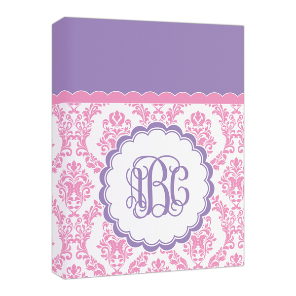 Custom Pink, White & Purple Damask Canvas Print - 16x20 (Personalized)