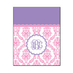 Pink, White & Purple Damask Wood Print - 16x20 (Personalized)