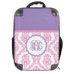 Pink, White & Purple Damask Hard Shell Backpack (Personalized)