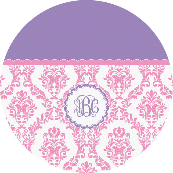 Custom Pink, White & Purple Damask Multipurpose Round Labels - 2" (Personalized)