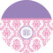 Pink, White & Purple Damask 2" Multipurpose Round Labels - Single Sticker