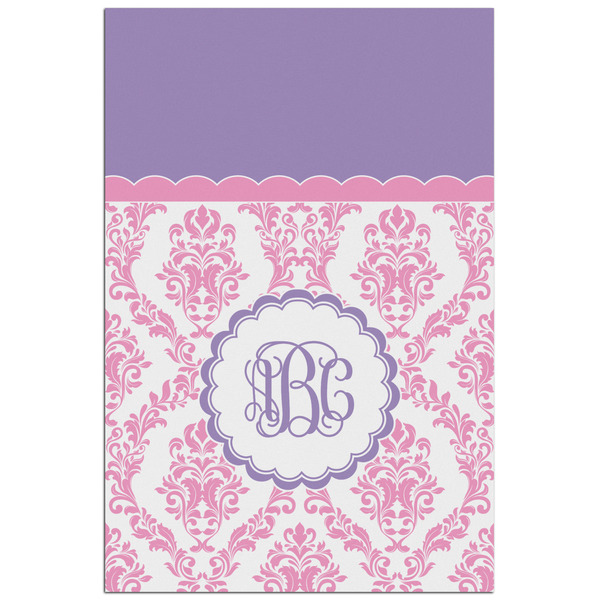 Custom Pink, White & Purple Damask Poster - Matte - 24x36 (Personalized)