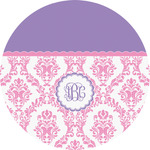 Pink, White & Purple Damask Multipurpose Round Labels - 3" (Personalized)