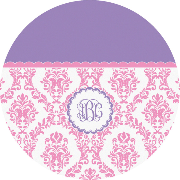 Custom Pink, White & Purple Damask Multipurpose Round Labels - 3" (Personalized)