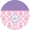 Pink, White & Purple Damask 3" Multipurpose Round Labels - Single Sticker