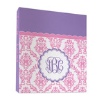 Pink, White & Purple Damask 3 Ring Binder - Full Wrap - 1" (Personalized)