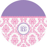 Pink, White & Purple Damask Multipurpose Round Labels - 5" (Personalized)