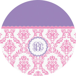 Pink, White & Purple Damask Multipurpose Round Labels - 5" (Personalized)