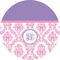 Pink, White & Purple Damask 5" Multipurpose Round Label - Single Sticker