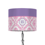 Pink, White & Purple Damask 8" Drum Lamp Shade - Fabric (Personalized)