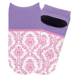 Pink, White & Purple Damask Adult Ankle Socks