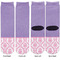 Pink, White & Purple Damask Adult Crew Socks - Double Pair - Front and Back - Apvl