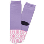 Pink, White & Purple Damask Adult Crew Socks