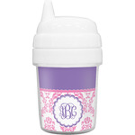 Pink, White & Purple Damask Baby Sippy Cup (Personalized)