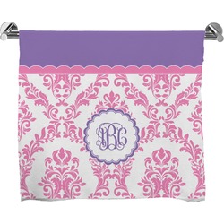 Pink, White & Purple Damask Bath Towel (Personalized)