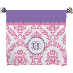 Pink, White & Purple Damask Bath Towel (Personalized)