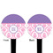 Pink, White & Purple Damask Black Plastic 4" Food Pick - Round - Double Sided - Front & Back