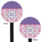 Pink, White & Purple Damask Black Plastic 5.5" Stir Stick - Double Sided - Round - Front & Back