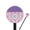 Pink, White & Purple Damask Black Plastic 5.5" Stir Stick - Round - Closeup