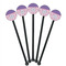 Pink, White & Purple Damask Black Plastic 5.5" Stir Stick - Round - Fan View