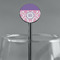 Pink, White & Purple Damask Black Plastic 5.5" Stir Stick - Round - Main