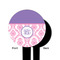 Pink, White & Purple Damask Black Plastic 6" Food Pick - Round - Single Sided - Front & Back