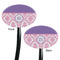 Pink, White & Purple Damask Black Plastic 7" Stir Stick - Double Sided - Oval - Front & Back