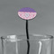 Pink, White & Purple Damask Black Plastic 7" Stir Stick - Oval - Main