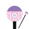 Pink, White & Purple Damask Black Plastic 7" Stir Stick - Round - Closeup