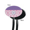 Pink, White & Purple Damask Black Plastic 7" Stir Stick - Single Sided - Oval - Front & Back