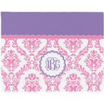 Pink, White & Purple Damask Woven Fabric Placemat - Twill w/ Monogram