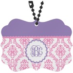 Pink, White & Purple Damask Rear View Mirror Decor (Personalized)