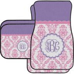 Pink, White & Purple Damask Car Floor Mats Set - 2 Front & 2 Back (Personalized)