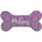 Pink, White & Purple Damask Ceramic Flat Ornament - Bone Front